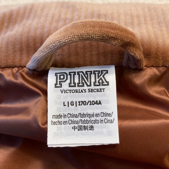 NWOTVictoria's Secret PINK Rib Velour Corduroy Crop Puffer Vest Women Size Large - Picture 9 of 13
